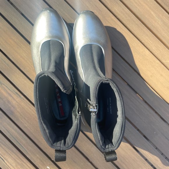 Authentic Prada Black and Silver Platform Boots - Picture 4 of 4